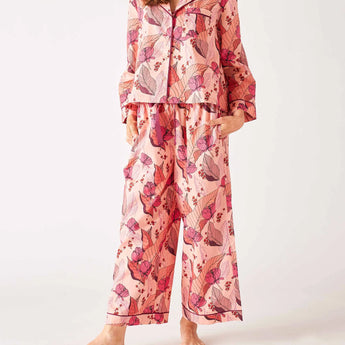 Rosewood cotton pajama top and bottom set