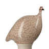 French White Ceramic and Bordeaux Red Speckled Guinea Hen