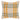 Plaid patterned pillow with yellow and blue stripes on a beige background