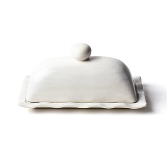 Signature White Ruffle Dombed Butter Dish