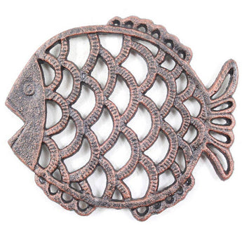 Bronze cast iron fish trivet