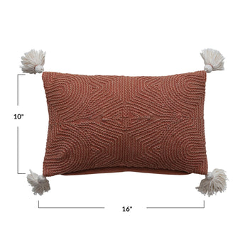 Cotton Embroidered Lumbar Pillow