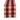 Red and beige checkered scarf with fringes on a white background