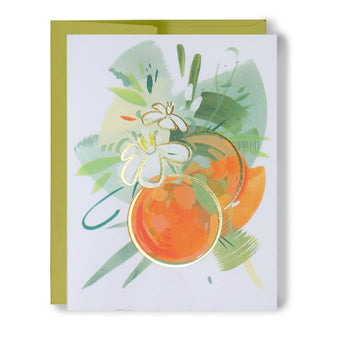 Pair of Oranges | Citrus Gold Foil Greeting Card