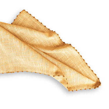 French Graffiti Knotted Edge Napkins in Ochre/Ochre Trim
