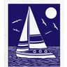 Sailboat illustration on a blue background with moon and birds, Jangneus brand visible.