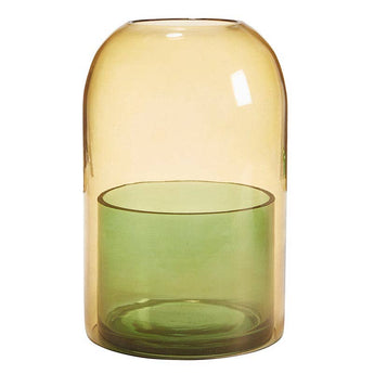 Amber & Green Glass Candle Cloche