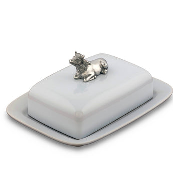 Mable the cow pewter and stoneware butter dish