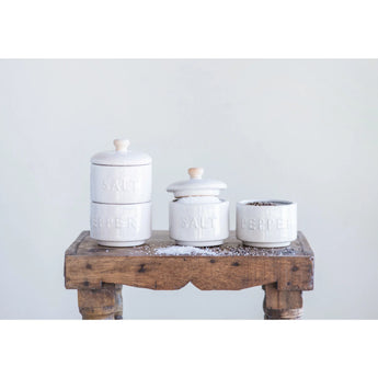 Stoneware Stackable Salt & Pepper Pots