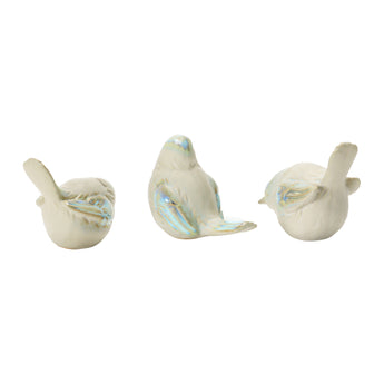 Cream and Blue Stoneware Bird Collection