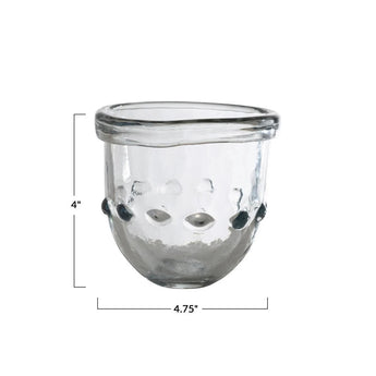 Hand-Blown Glass Votive Holder w/ Embossed Dots