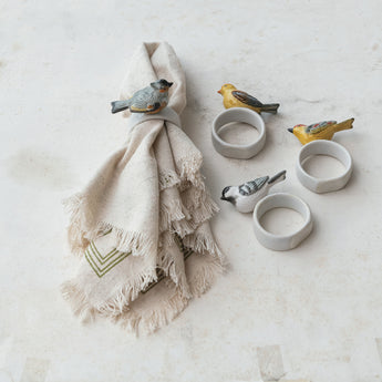 Stoneware Bird Napkin Rings | Set of 4