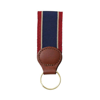 Navy, Tan, and Burgundy striped keychain