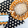 Bread Makers Set- Bowl Cover and Bread Bag | Polka Dot - bread bag is black with white polka dots. The bowl cover is mustard yellow with white polka dots