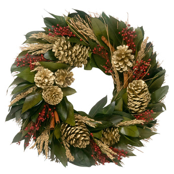 Holiday Pinecone & Greenery Wreath