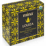 Yellow floral box of Organic Moroccan Lemon Verbena Herbal Tea on white background